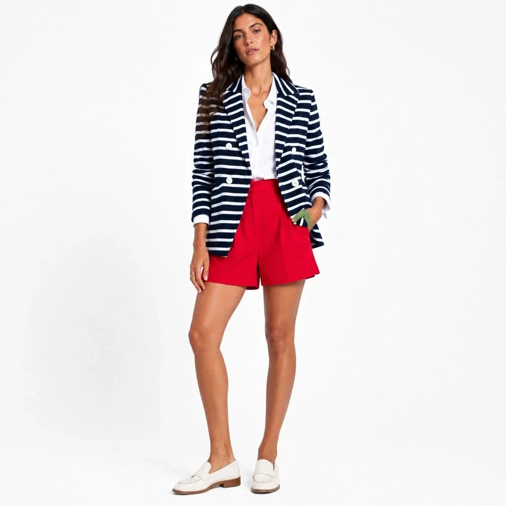 Veronica Beard Ortiz Nautical Striped Terry Knit Blazer Jacket Medium NWT